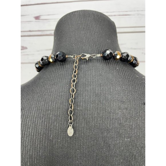 Vintage JS Signed Women's Black Iridescent Beaded Lobster Clasp Fashion Collar N - Picture 2 of 10